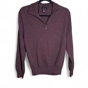 Joseph A. Bank Signature Collection size L 100% merino wool brown quarter zip.